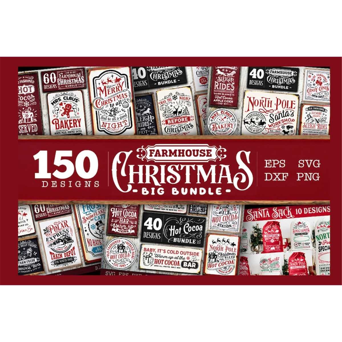 Farmhouse Christmas 150 designs SVG, Farmhouse Christmas Bun - Inspire ...