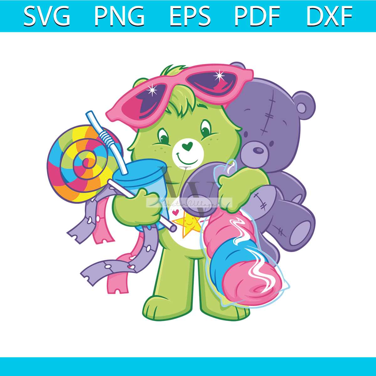 Care Bears png, Care Bears Font png, Care Bear Cloud Layered Inspire