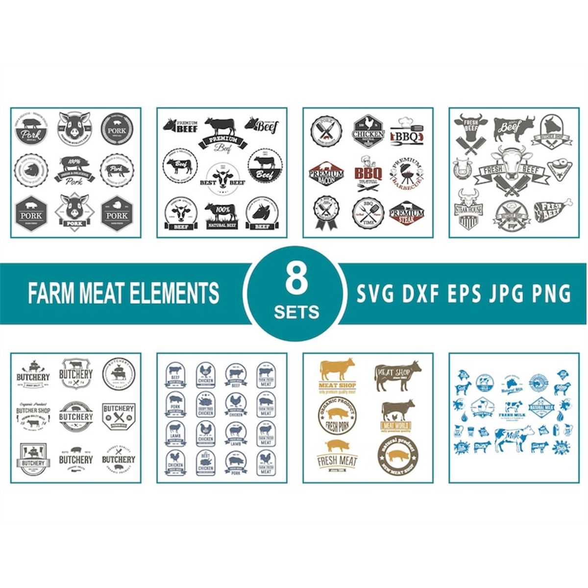 farm meat elements logo icon sign design collections bundle | Inspire ...