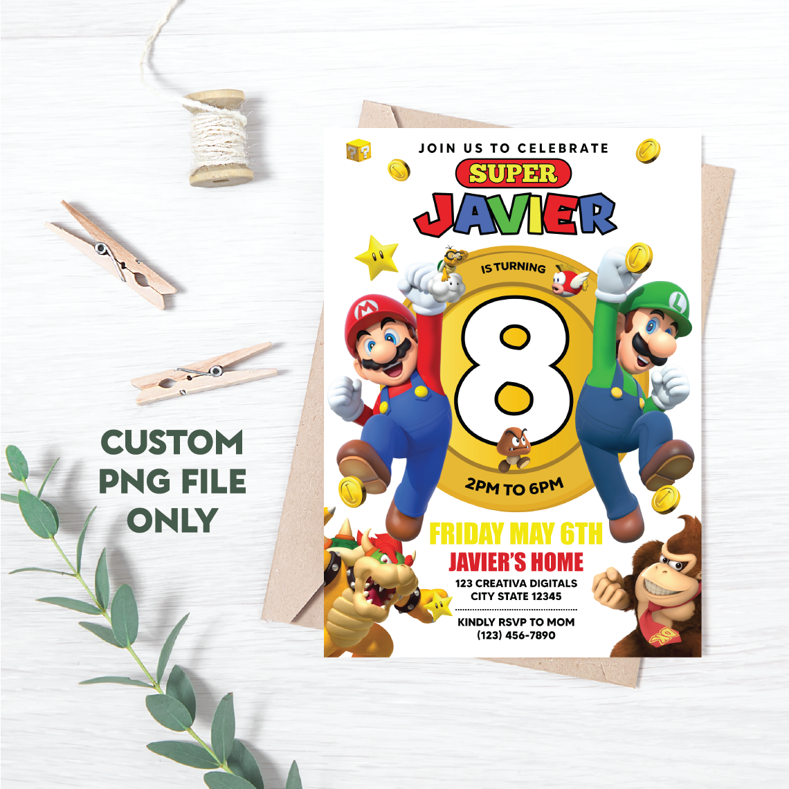 Personalized File Mario Birthday Invitation | Mario Invite | | Inspire ...