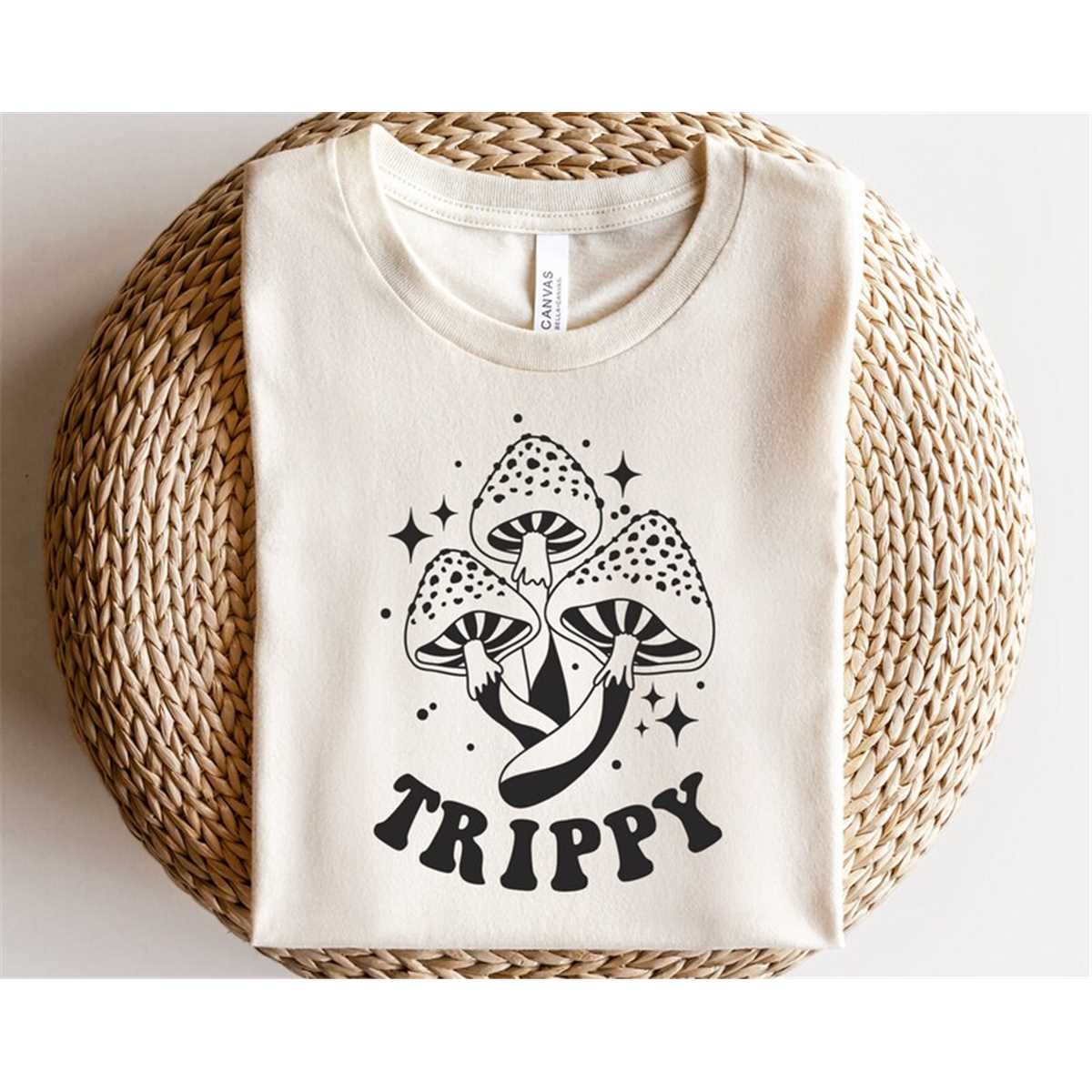 T-shirt Trippy Mushroom – Coton Bio édition Limitée – Taille M – Noir – Neuf Sans étiquettes