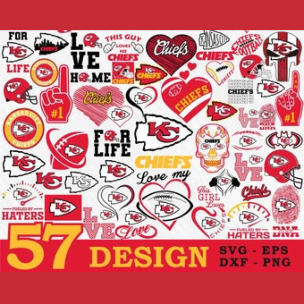 Kansas City Chiefs 57 designs NFL SVG Bundle Package design | Inspire ...