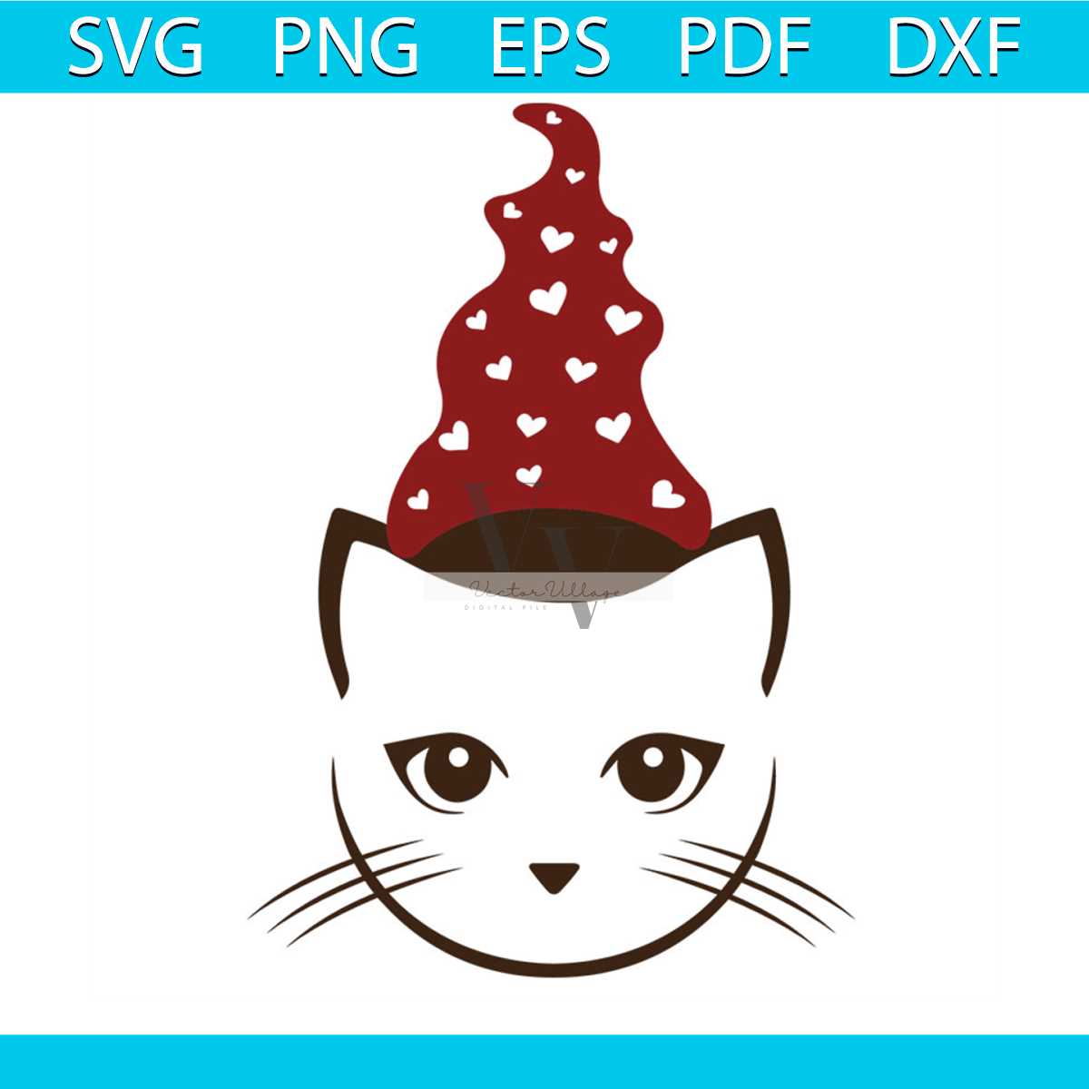 Christmas Cat Face With Gnome Hat Svg, Christmas Svg, Cat Fa - Inspire ...