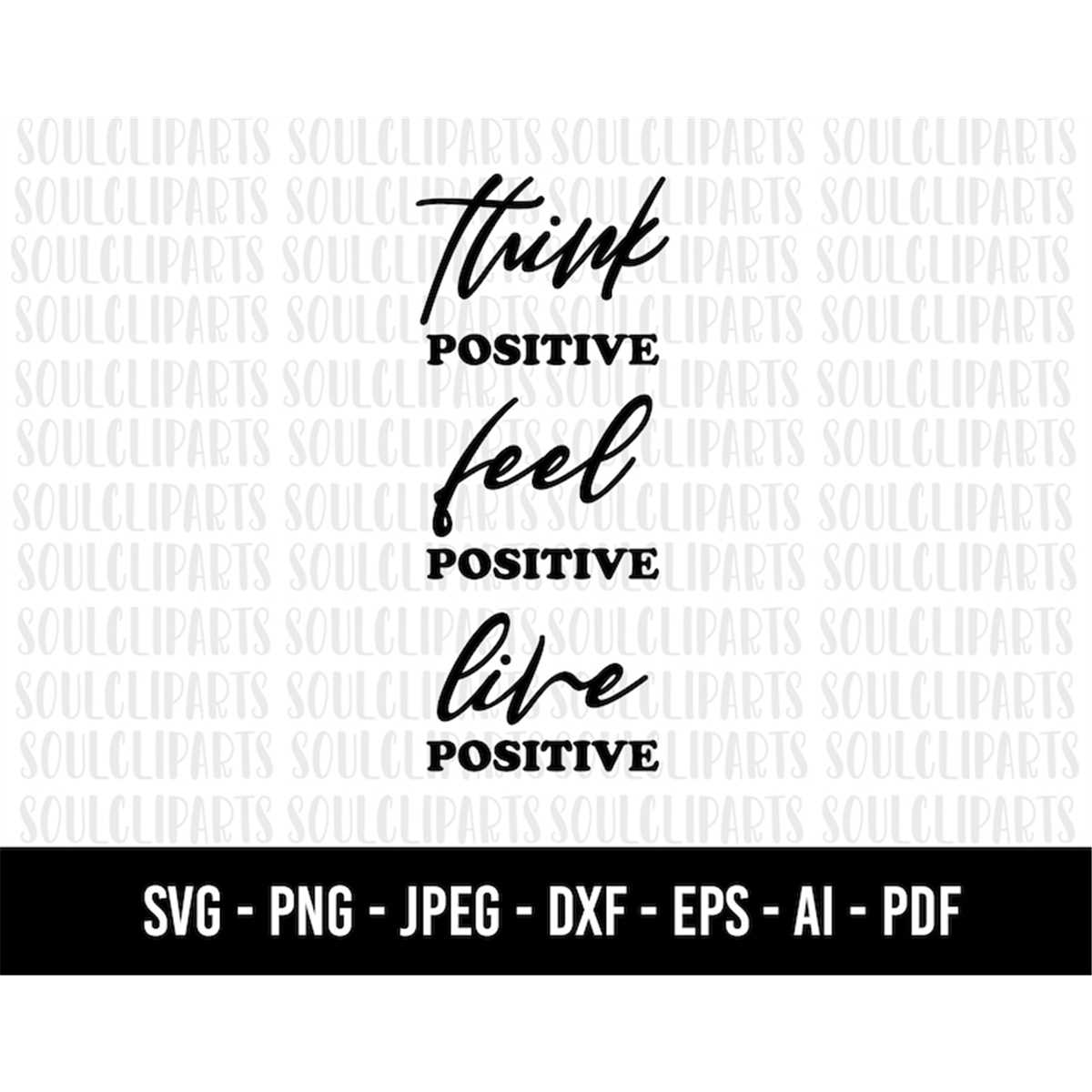 COD370- Think positive svg/feel positive svg/Line Art Svg/Mi | Inspire ...
