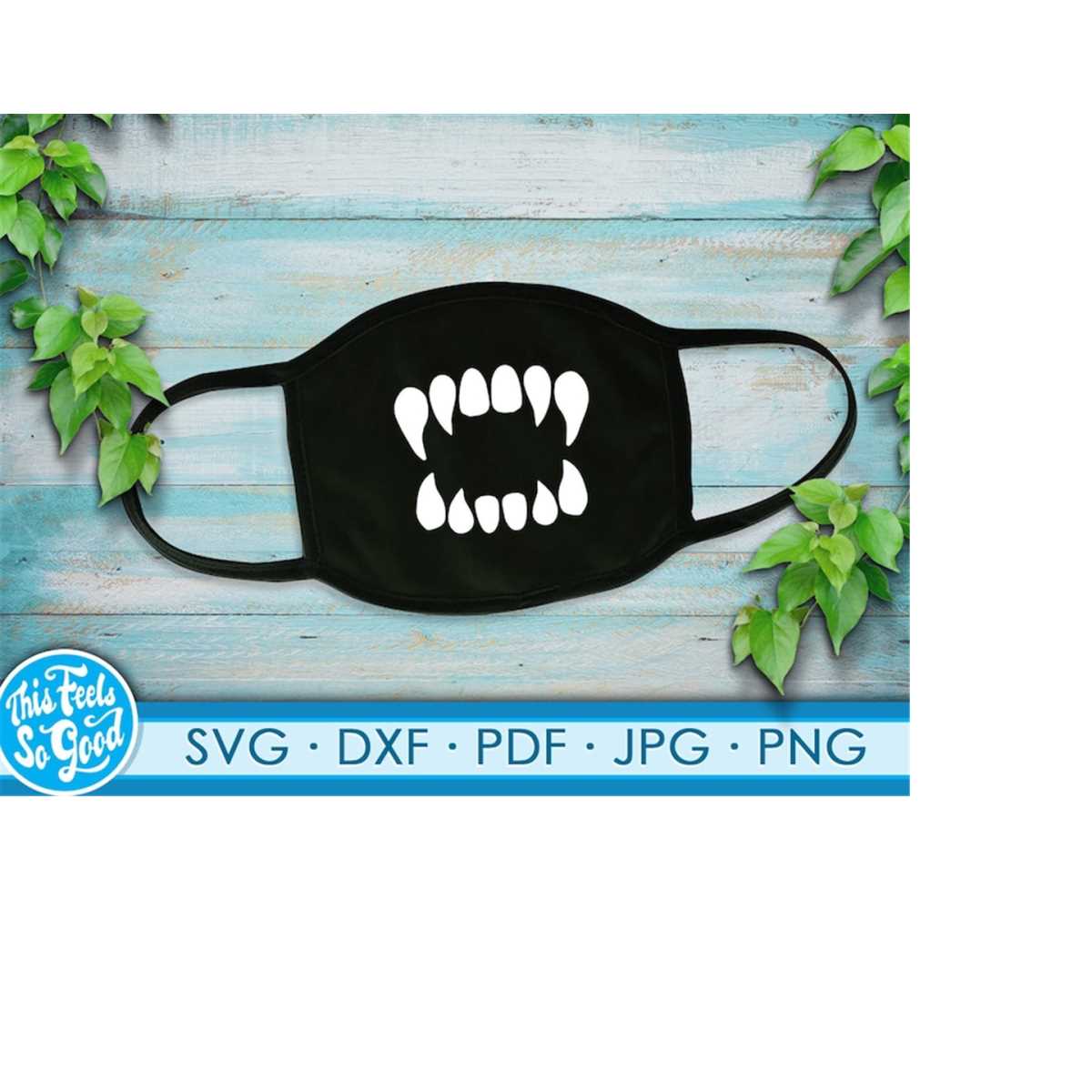 Monster face mask svg, fangs teeth svg, monster mask svg fil Inspire
