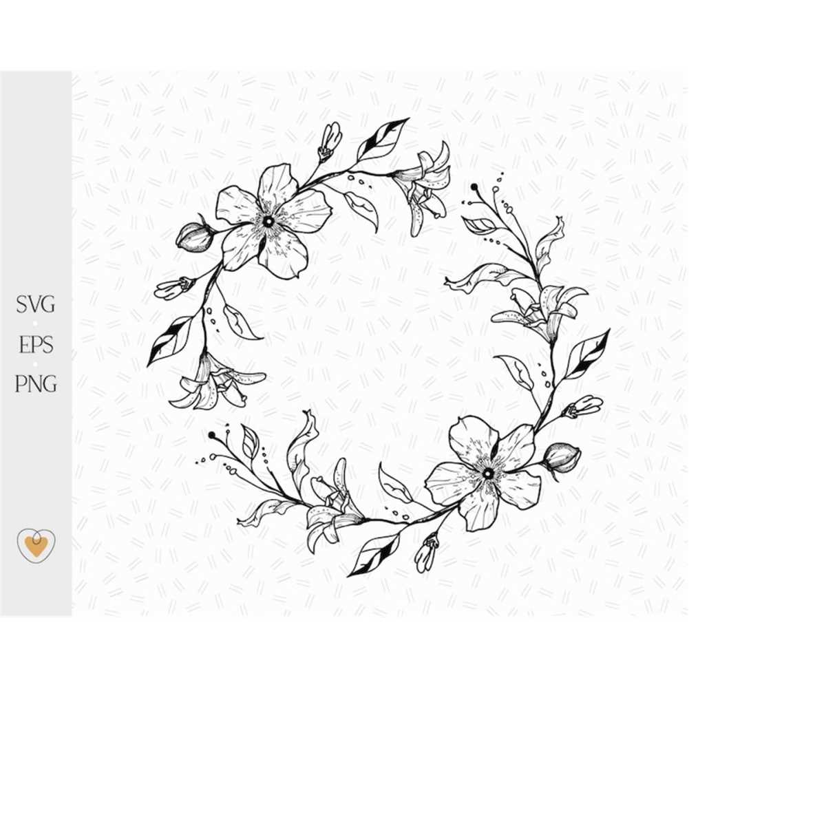 Floral wreath svg, lily branch svg, flower border illustrati - Inspire