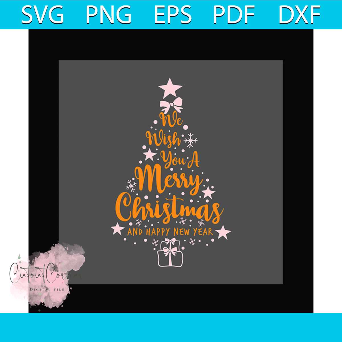 We Wish You A Merry Christmas And Happy New Year Tree Svg, C | Inspire ...
