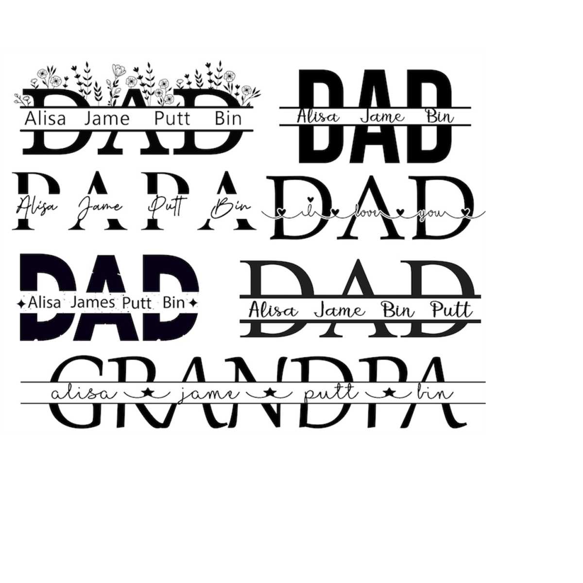 Dad Svg Bundle, Dad Monogram Svg, Grandpa Monogram Svg, Dad - Inspire