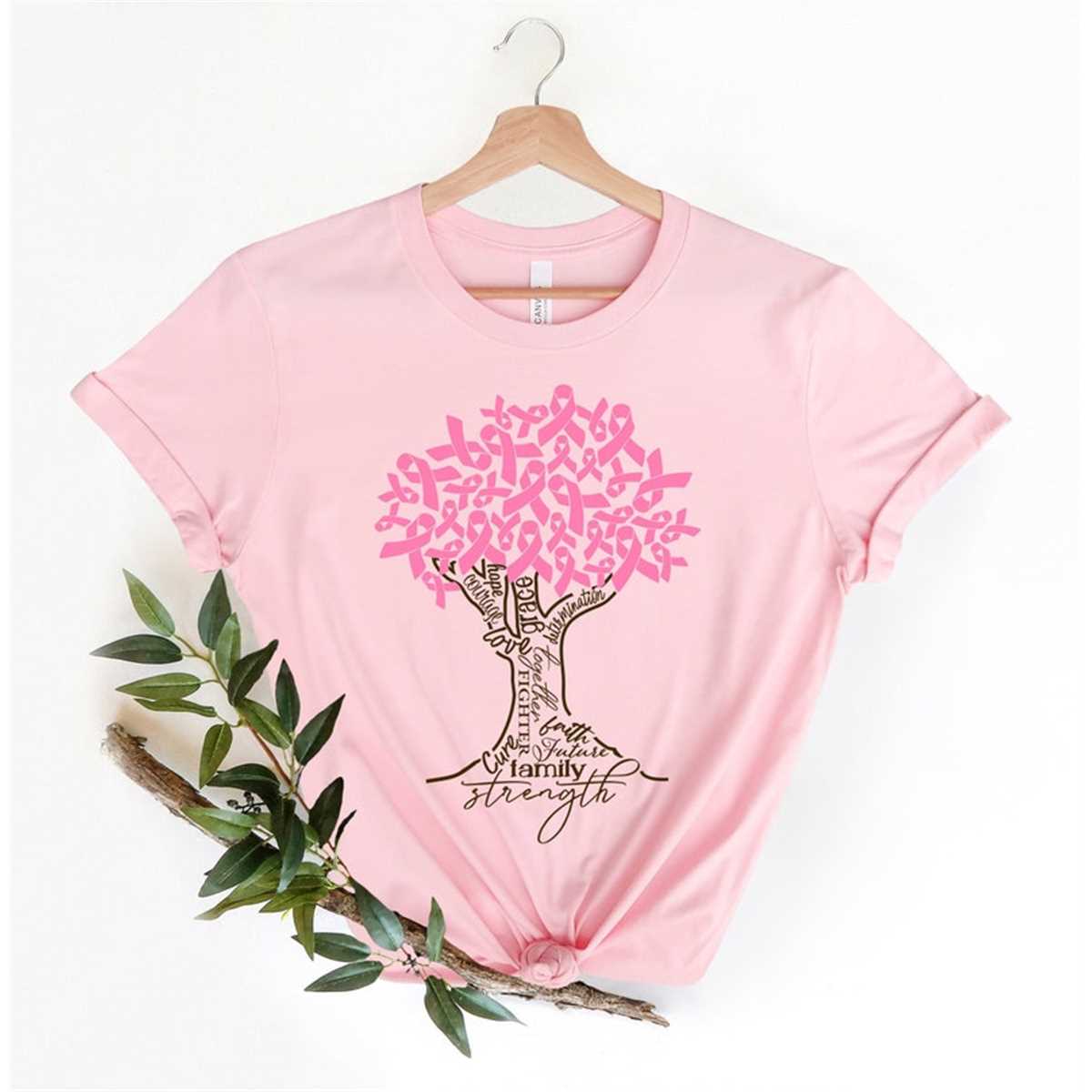 Pink Ribbon Tree Shirt, Cancer Tree Shirt, Breast Cancer Fig | Inspire ...