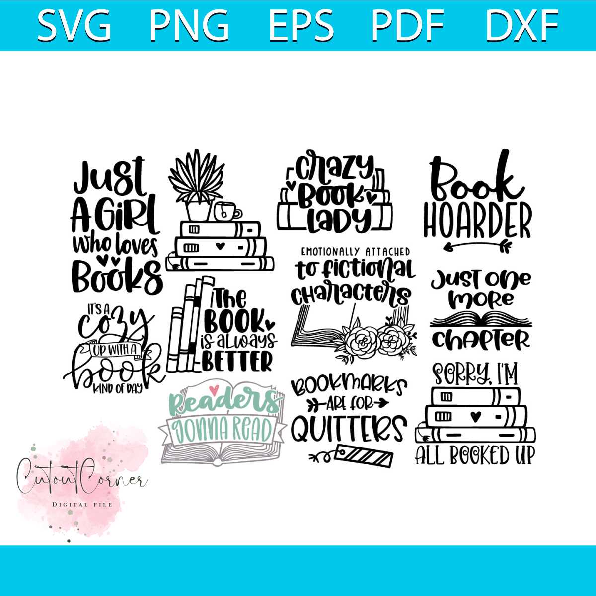 Book Lover Svg Bundle, Trending Svg, Reading Quotes Svg, Gra | Inspire ...