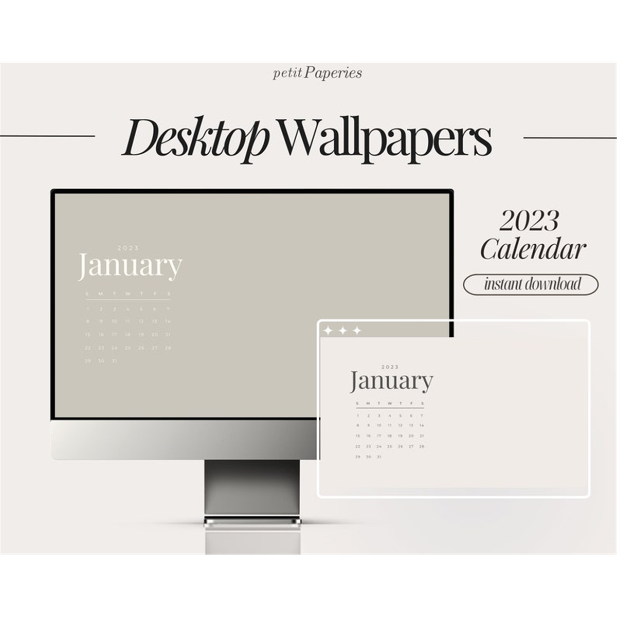 2023 Monthly Desktop Calendar Wallpaper | Minimal Neutral Ca - Inspire Uplift 2023 Monthly Desktop Calendar Wallpaper | Minimal Neutral Ca - Inspire Uplift