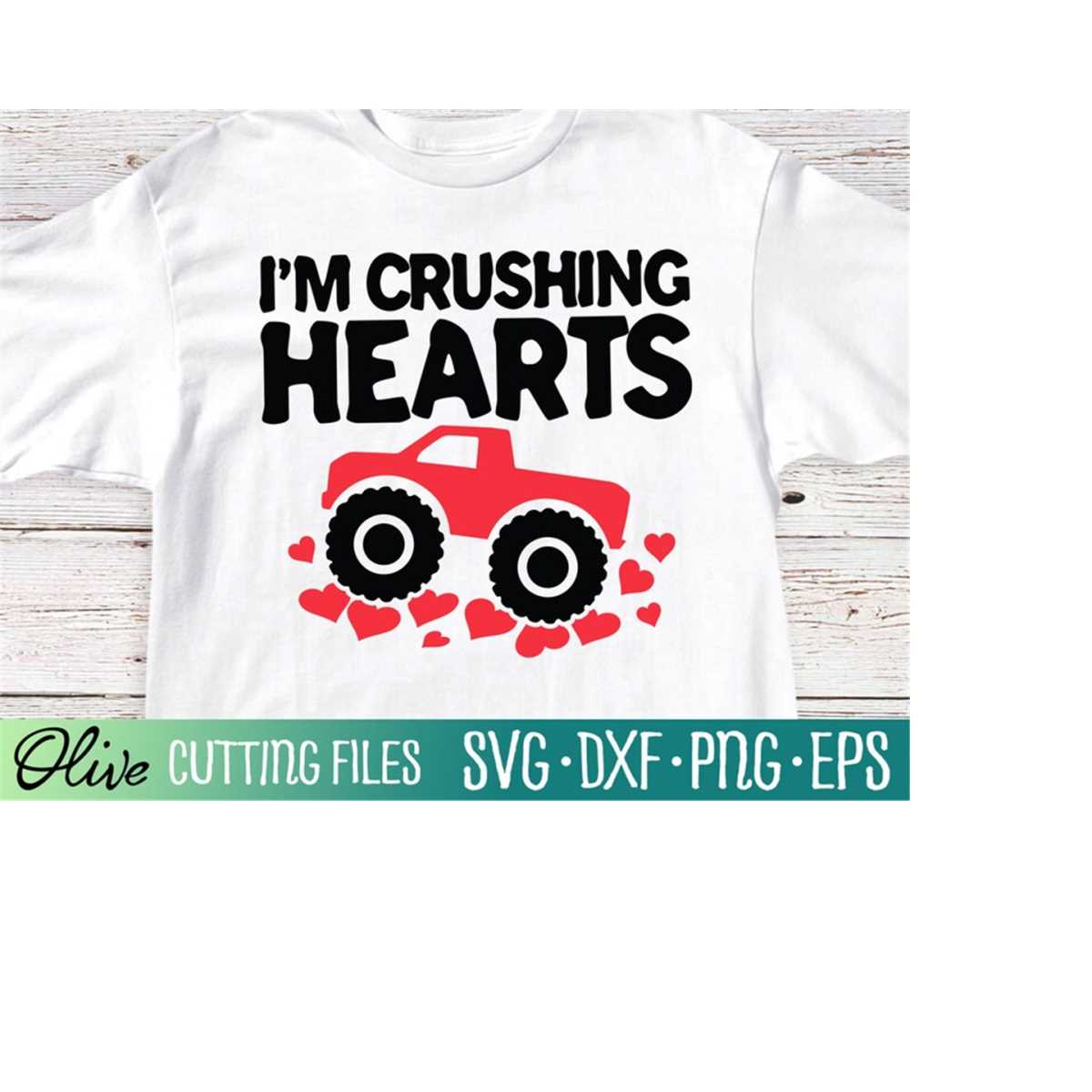 I'm Crushing Hearts SVG, Monster Truck Valentine SVG, Boy Va Inspire