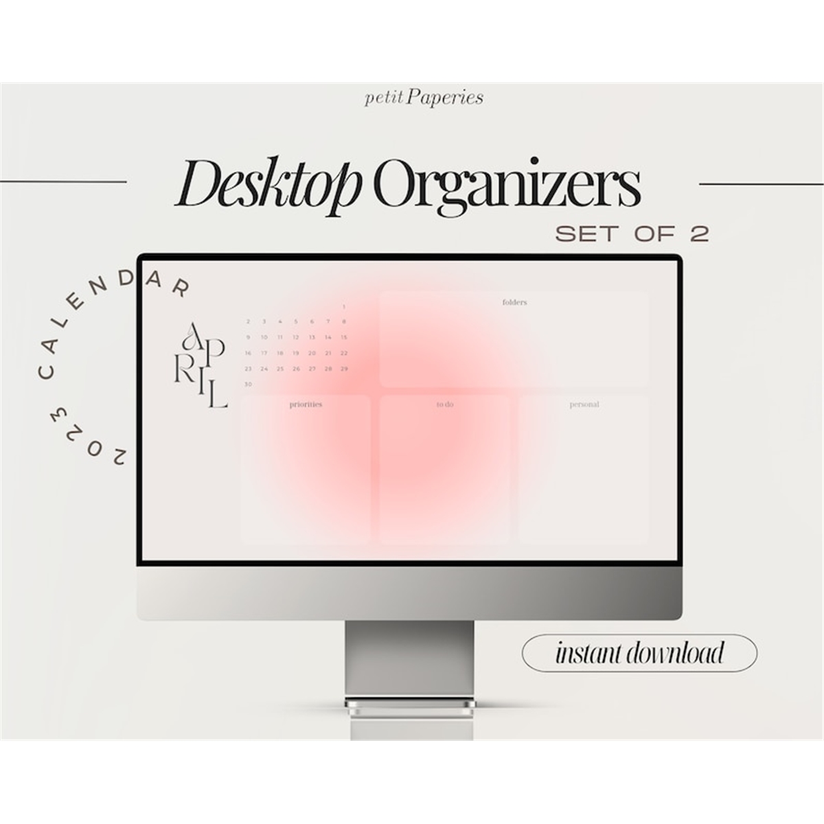 Desktop Organizer Wallpaper with 2023 monthly calendar SET O - Inspire  Uplift