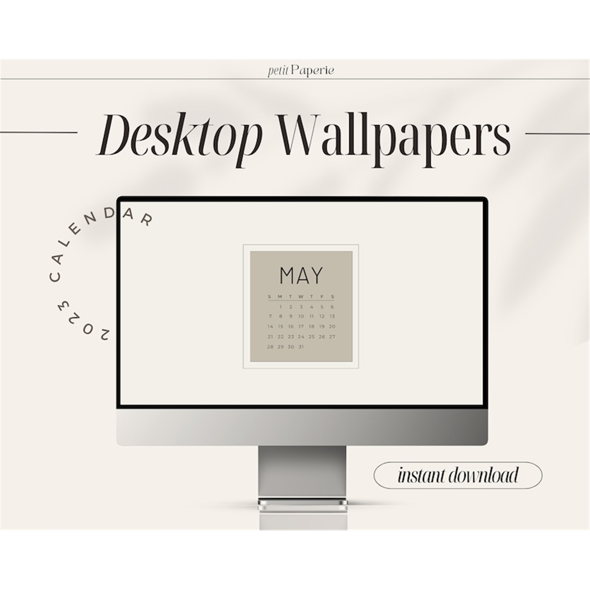 2023 Monthly Desktop Calendar Wallpaper | Minimal Neutral Ca - Inspire  Uplift