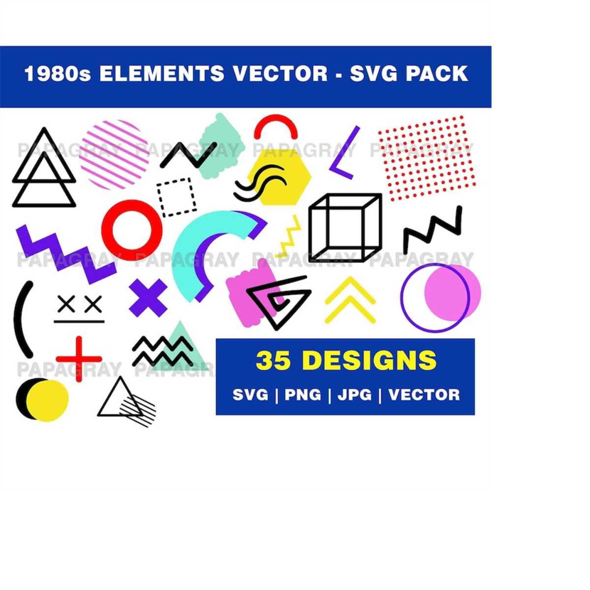 80s Vector Elements SVG Silhouette Pack - 35 Designs | Digit | Inspire ...