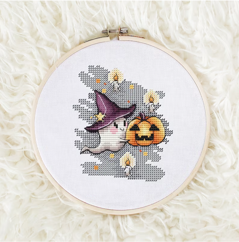 Ghost Cross Stitch Pattern PDF Instant Download, Halloween C - Inspire ...