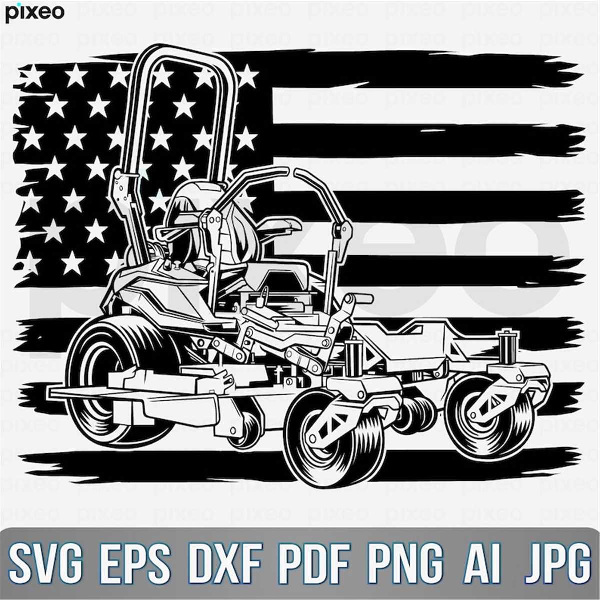 US Lawn Mower Svg, Lawn Mower With Flag Svg, Zero Turn Lawn Inspire