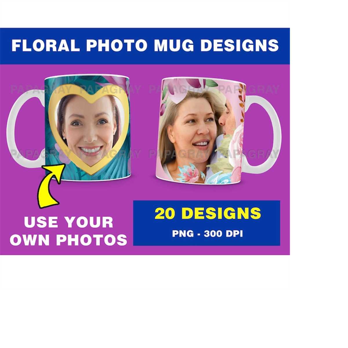 Floral Photo Mug Templates for Sublimation 20 Designs Di Inspire