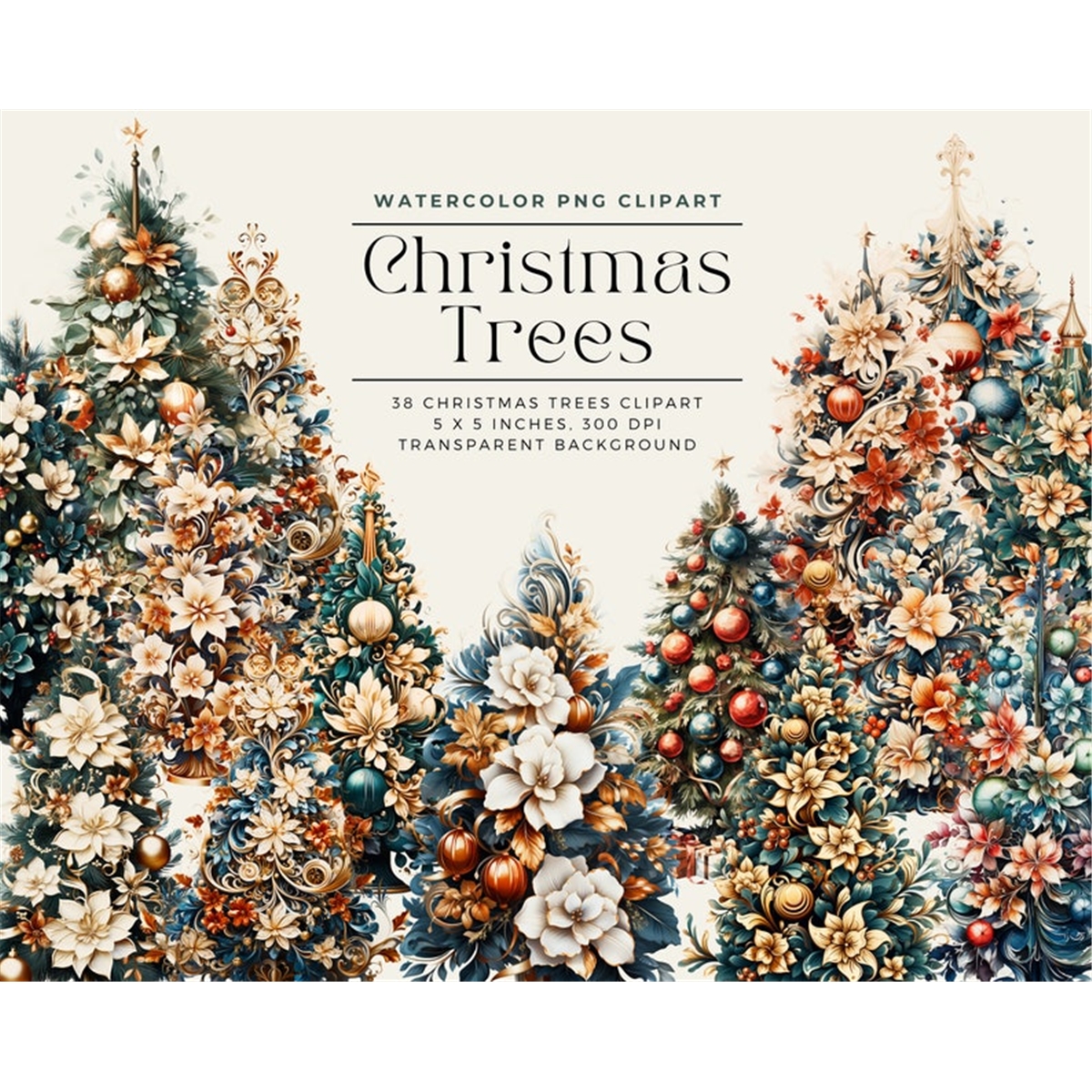 Watercolor Christmas Trees Clipart PNG, Watercolor Sublimati - Inspire ...