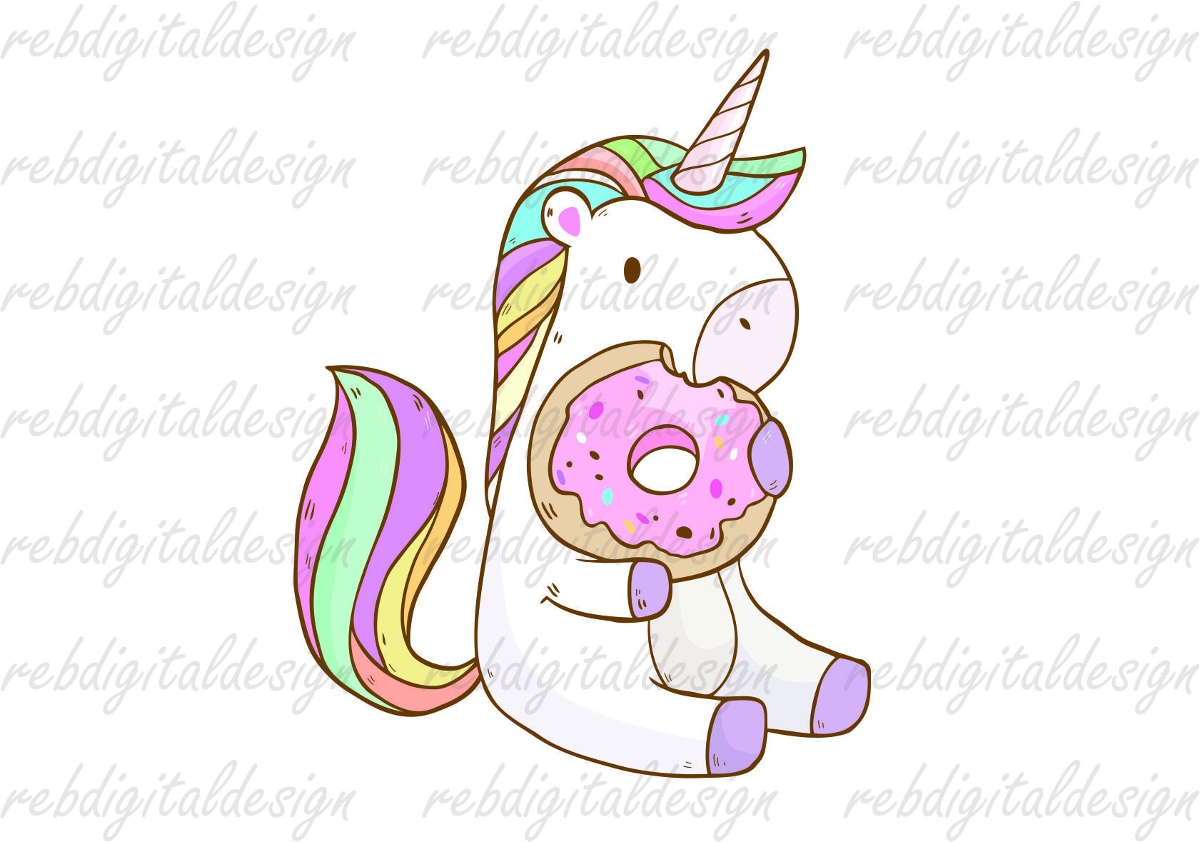 Unicorn Donut PDF PNG EPS Instant Digital Download Clipart V - Inspire ...