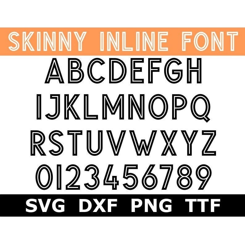 Skinny Inline Font SVG TTF, Inline Alphabet, School Font, D - Inspire ...