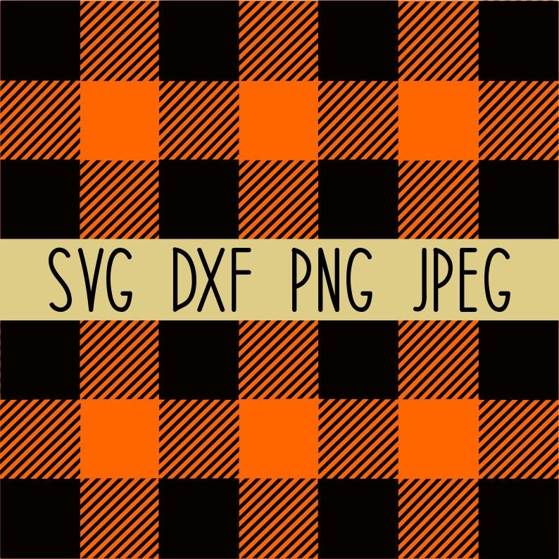 Orange Buffalo Plaid SVG, Check SVG, Digital Paper PNG, Digi - Inspire