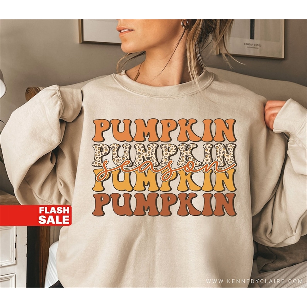 Halloween Colorful Pumpkin Embroidered Loose Casual Sweatshirt