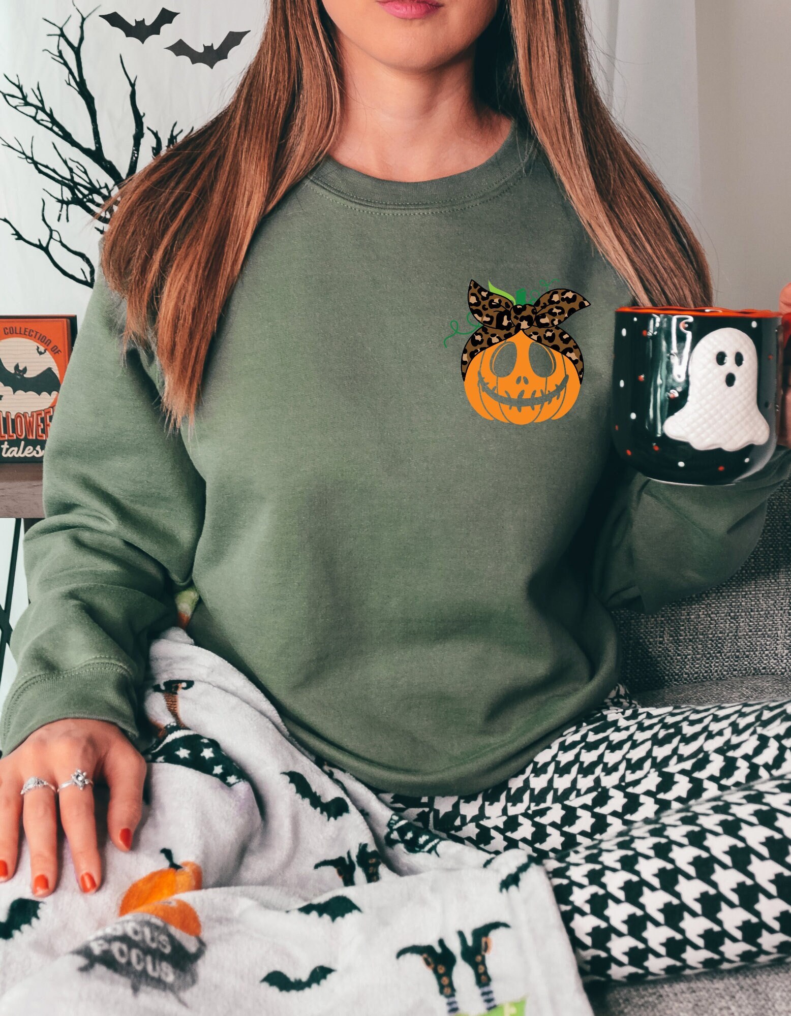 Black Devil Pumpkin Print Hooded Halloween Family Sweatshirts