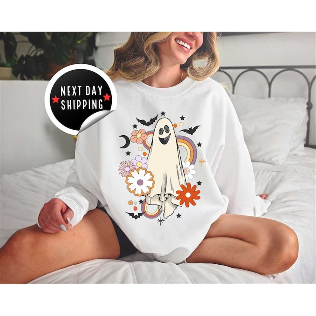 Ghost Print Black Sweatshirt