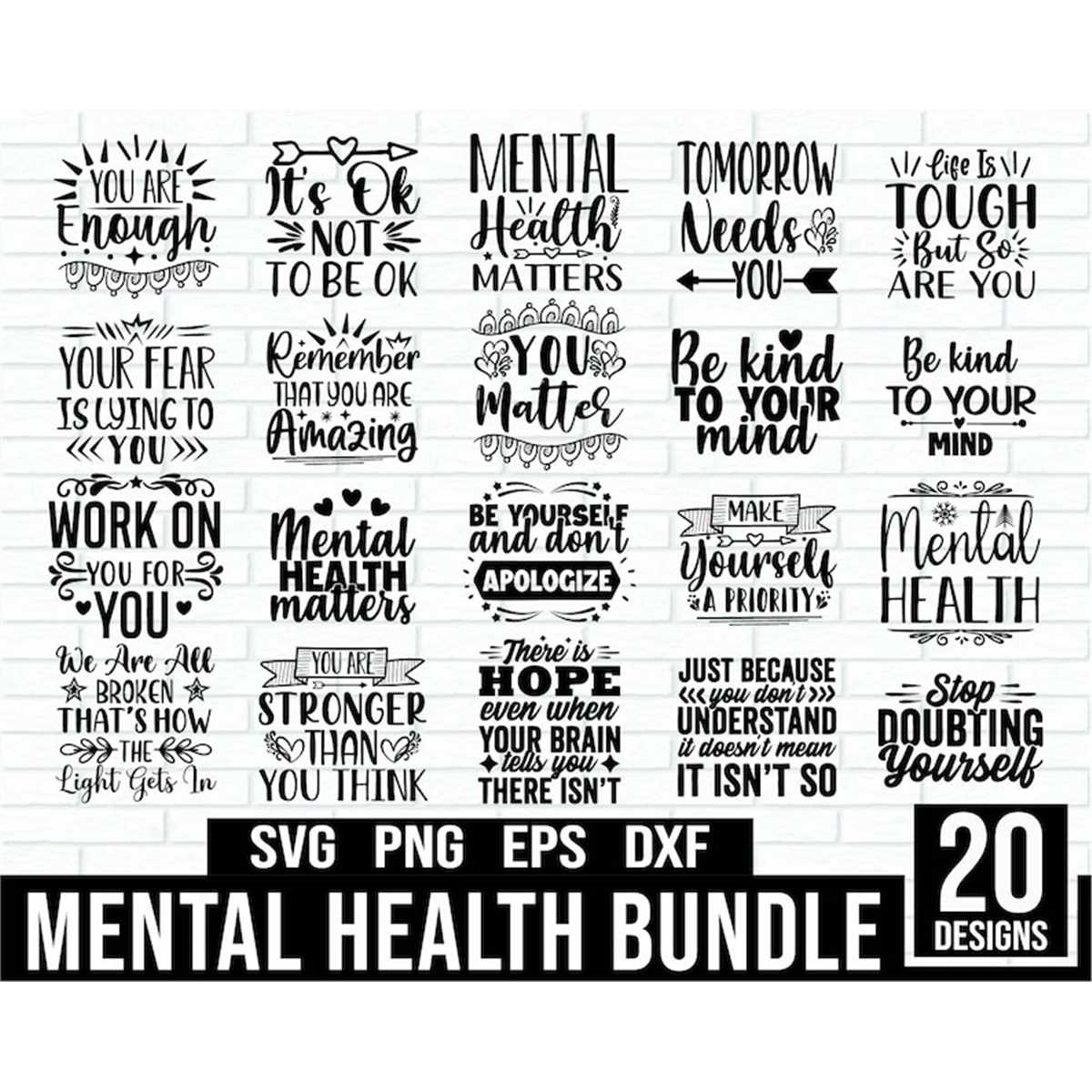 Mental Health SVG Bundle, Positive SVG, Self Love SVG, Motiv | Inspire ...
