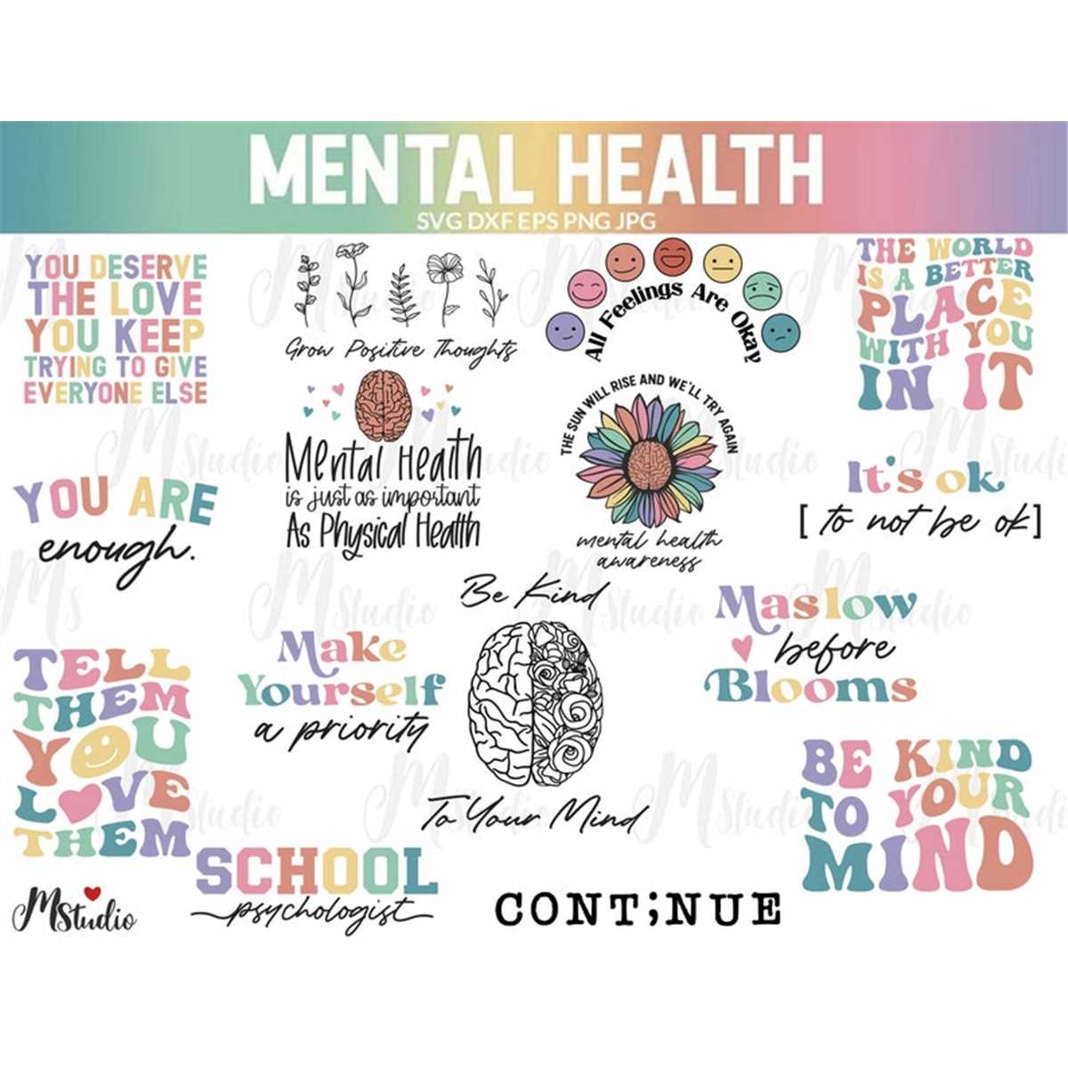 Mental Health SVG Bundle, Inspirational svg, Positive SVG, M | Inspire ...