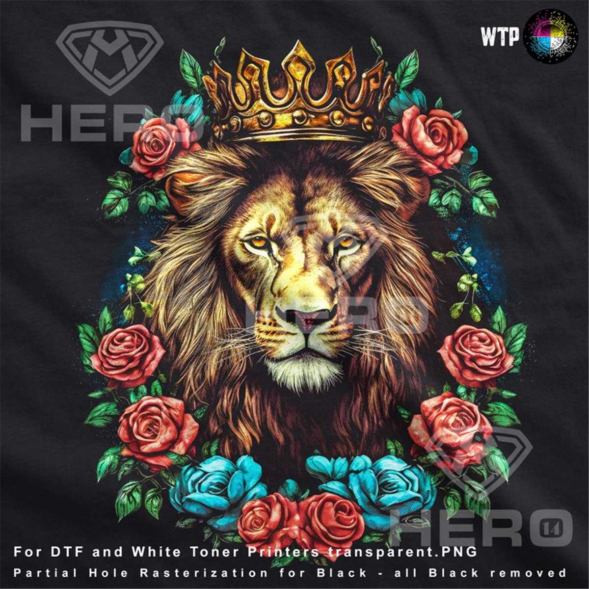 Majestic Lion Tee Shirt with Crown and Roses Lion with Crown | Inspire ...