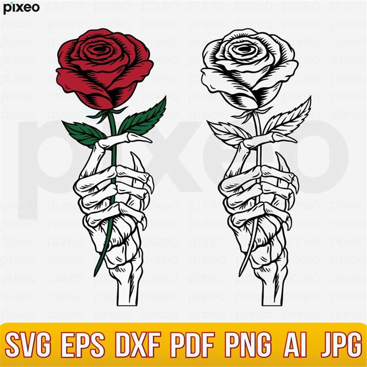 Skeleton Flo Skeleton Hand Rose Svg, Hands Death Svg, Skull Rose Svg, Flo | Inspire ...