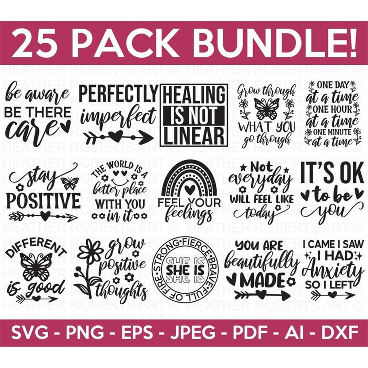 Mental Health SVG Bundle, Positive SVG, Motivational SVG, Me | Inspire ...