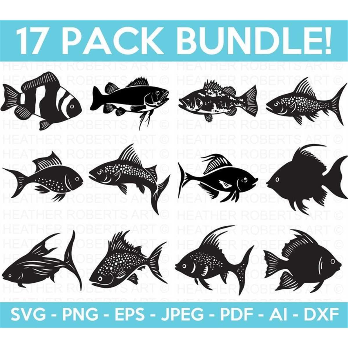 Fish Silhouette Svg Bundle, Fish Doodle SVG Bundle, Fish svg | Inspire ...