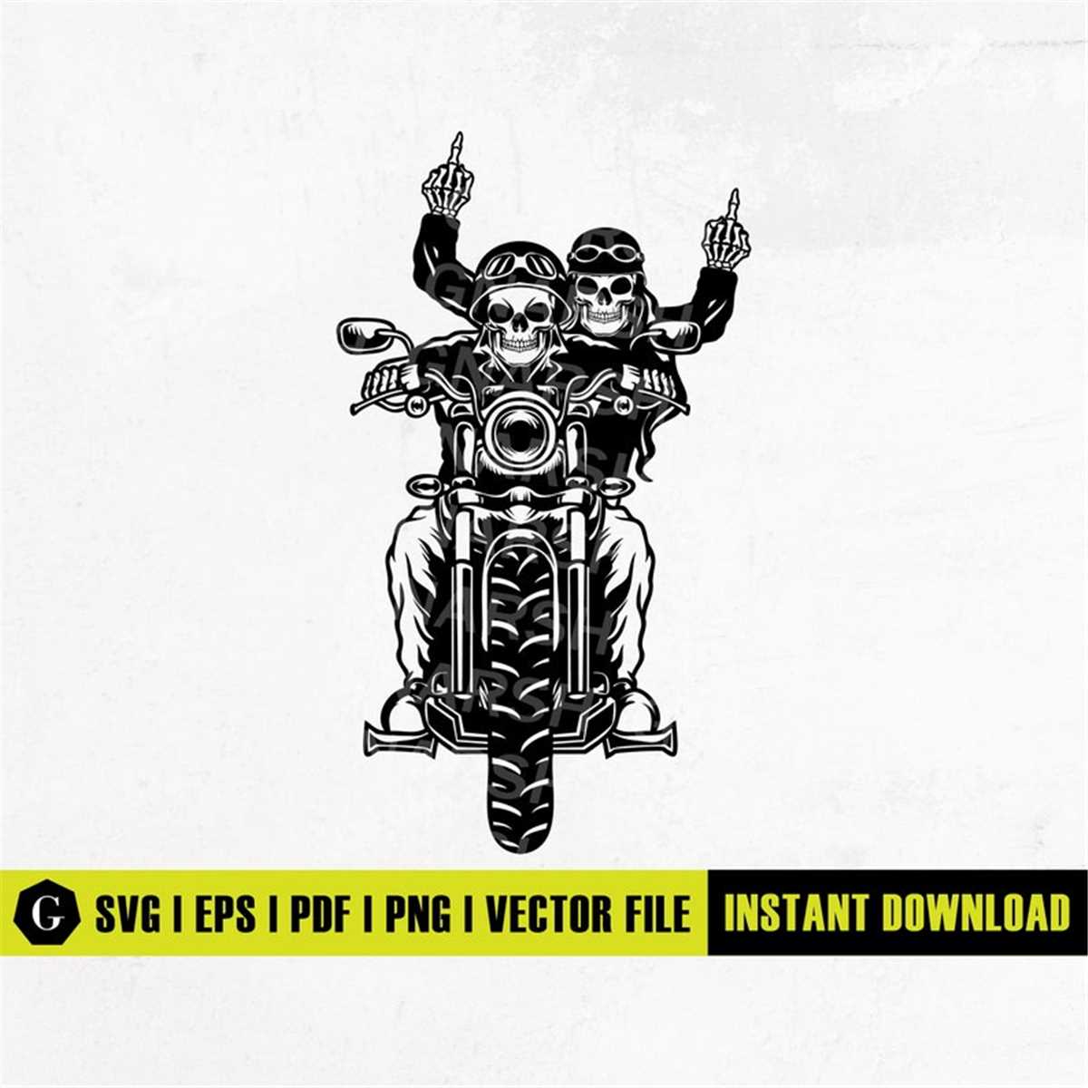 Biker Skull Lovers Middle Finger svg Riding in Tandem Cut Inspire
