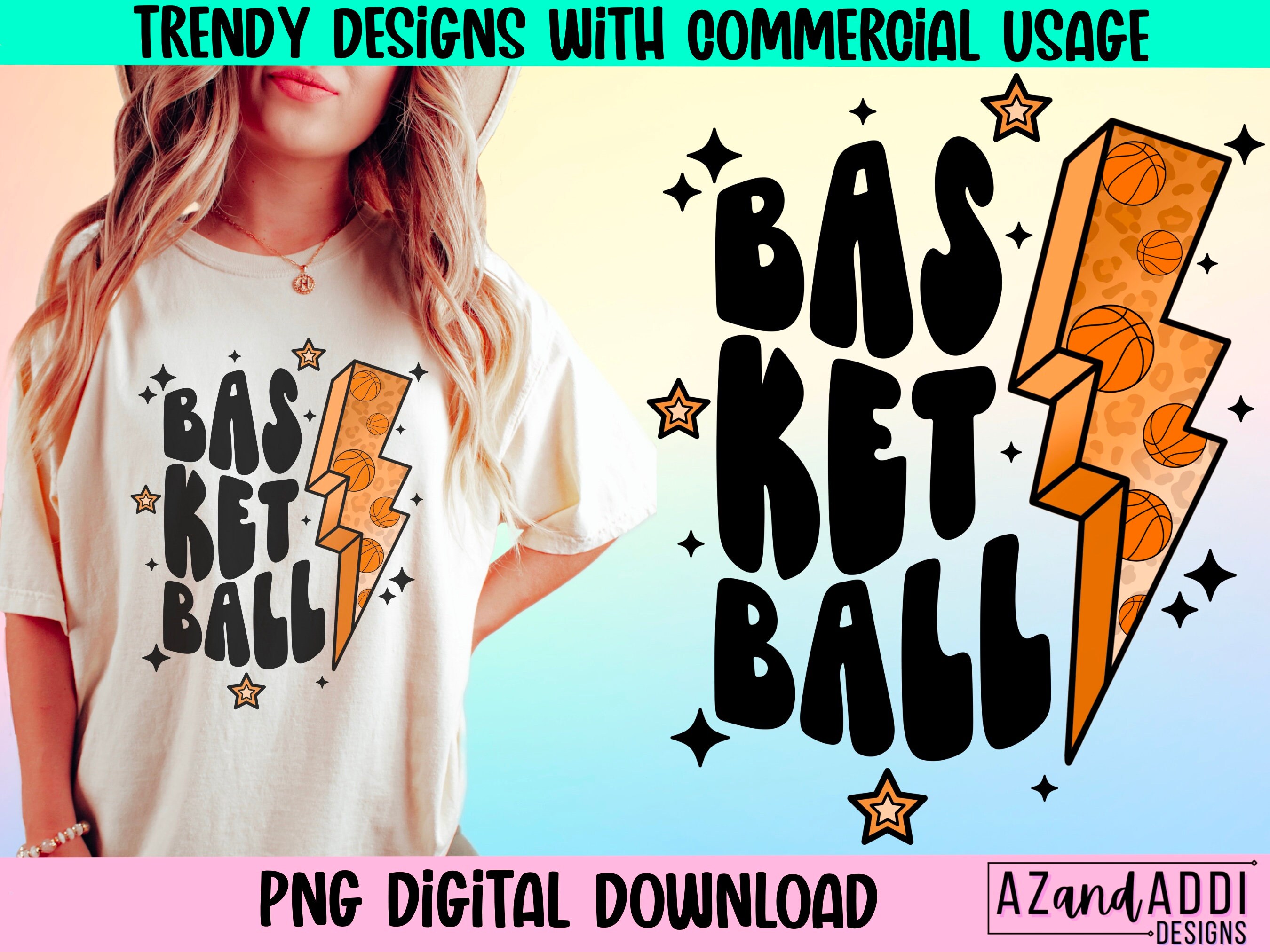 Retro basketball lightning bolt png, retro basketball sublim - Inspire
