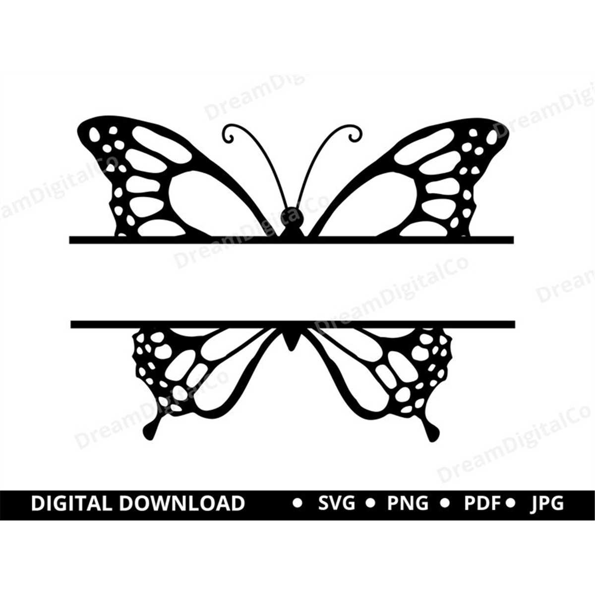 Butterfly SVG, Butterfly Split Monogram PNG, Butterfly Clipa Inspire