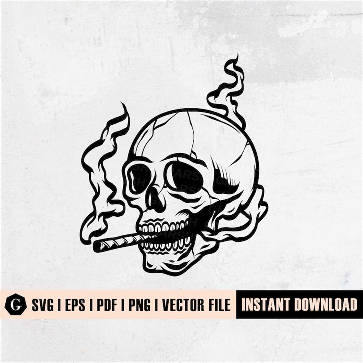 Weed Skull Svg Skull Smoking svg 420 svg Cannabis Svg Inspire