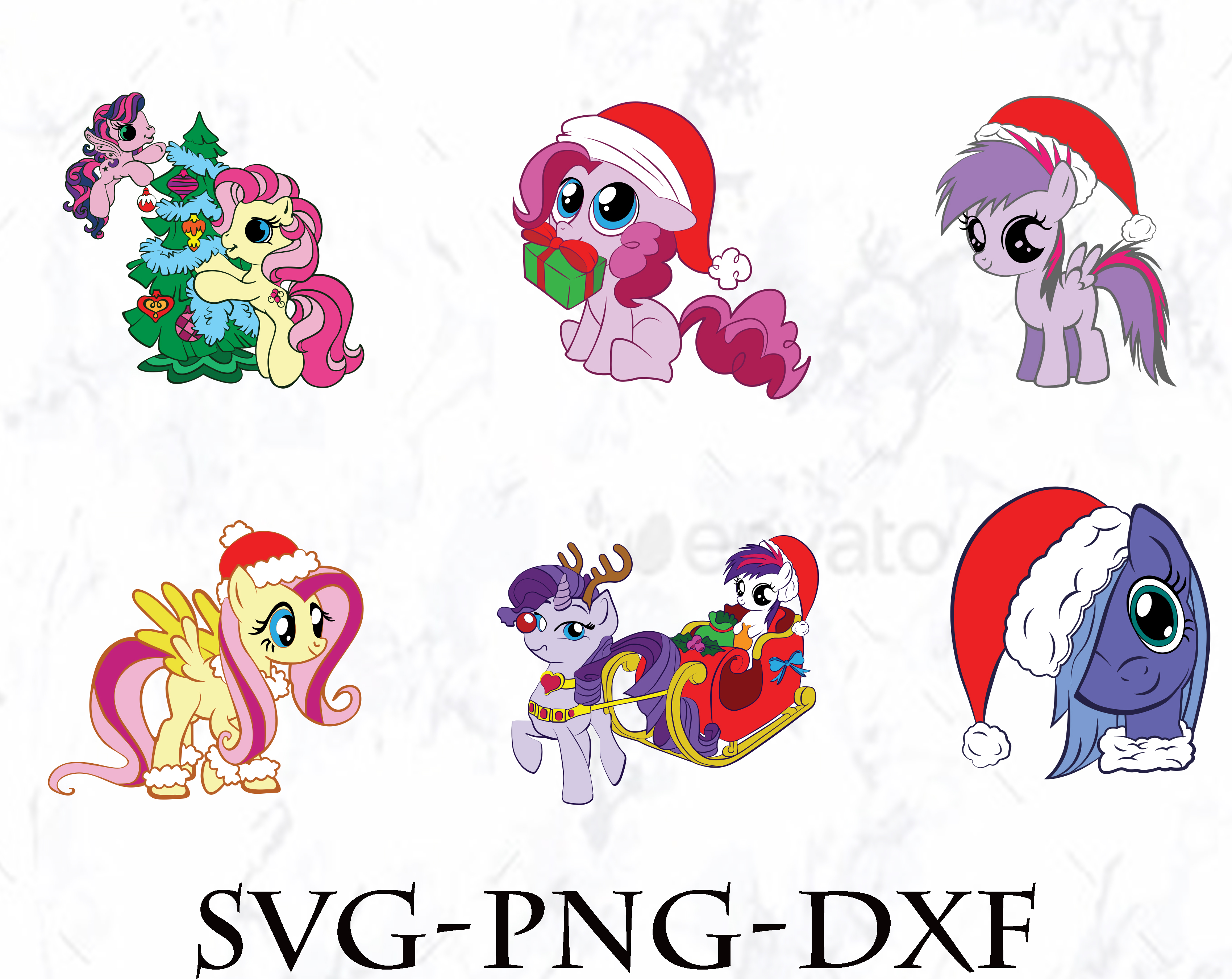 My Little Pony Christmas SVG, Bundle Christmas SVG PNG, DXF, | Inspire ...