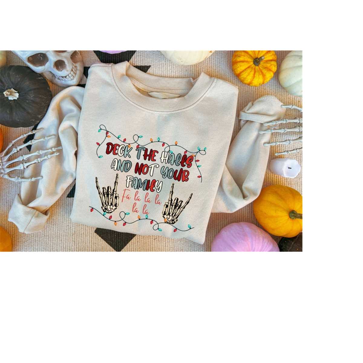 Simply Love Full Size DECK THE HALLS Graphic Sweatshirt main image 1