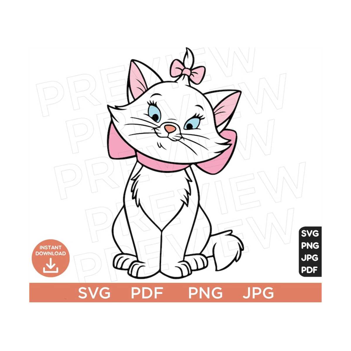 Marie SVG The Aristocats Svg png clipart, Disneyland Ears cl | Inspire ...
