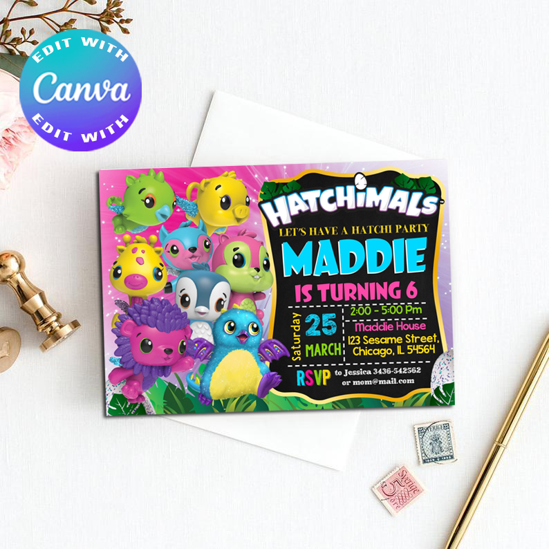 Hatchimals invitation, Hatchimals Birthday PArty Invitation, - Inspire