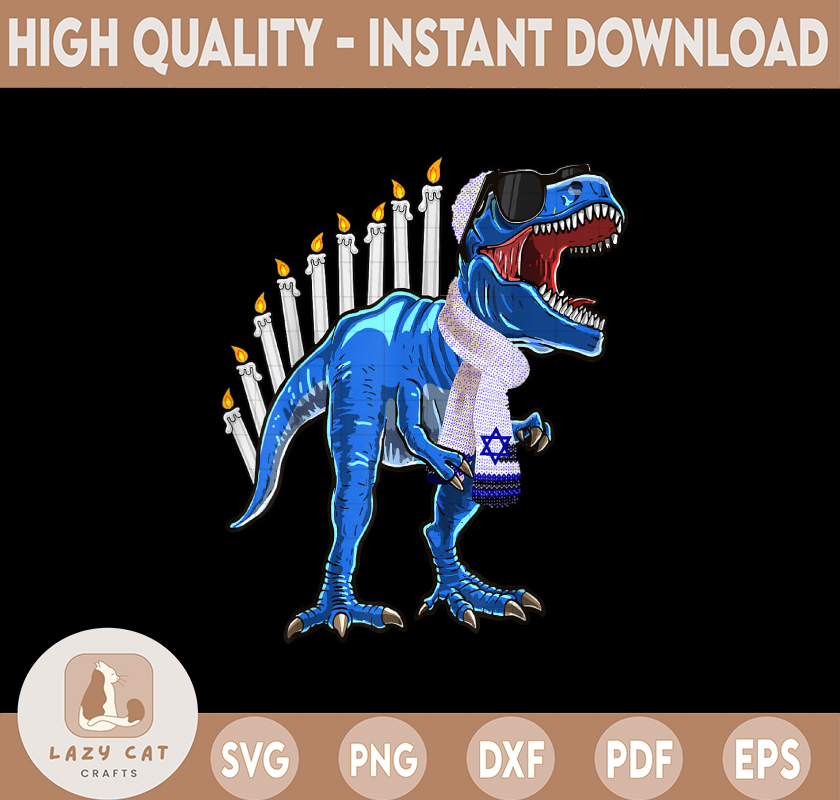 T Rex Dinosaur Hanukkah png, Menorasaurus Rex png, Menorasau Inspire Uplift