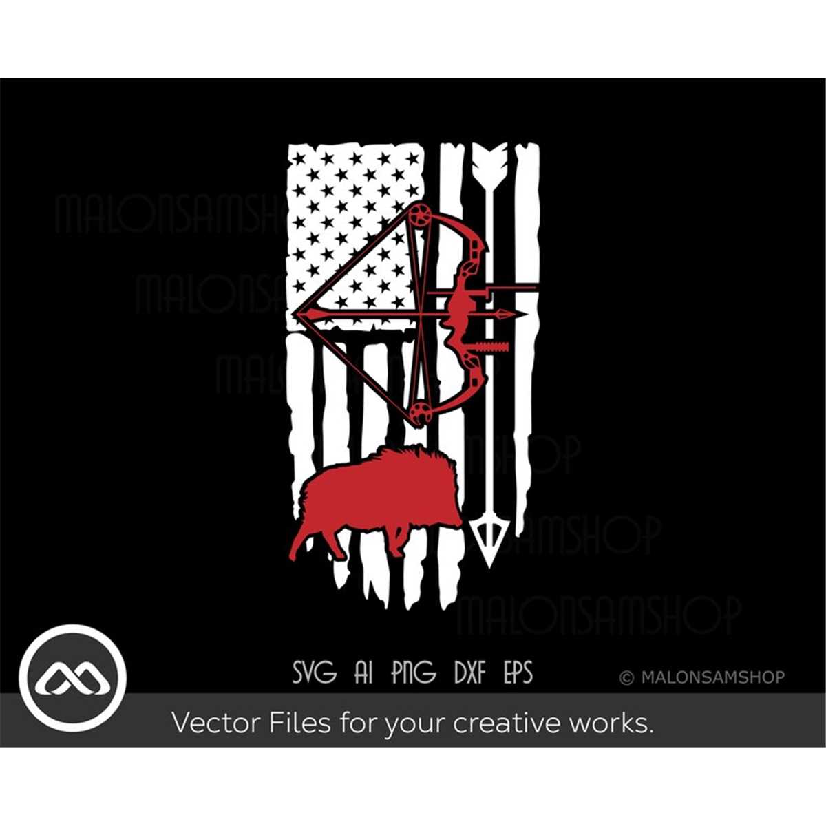 Bow and Arrow Hunting SVG USA flag Hog Hunting svg, deer h Inspire