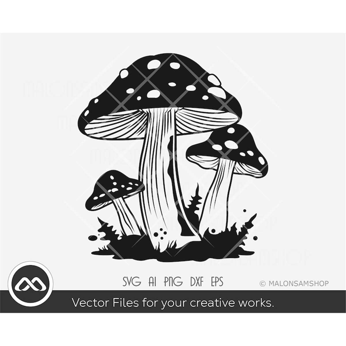 Mushroom SVG Silhouette - mushrooms svg, fungus svg, mystica - Inspire