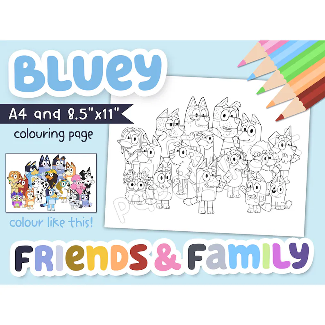 Bluey Dog Coloring Book, Printable Coloring Pages, 40 Page C | Inspire ...