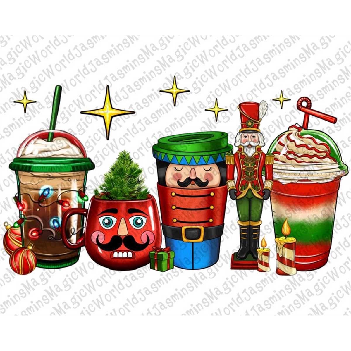 Nutcracker coffee cups png sublimation design download, Nutc Inspire
