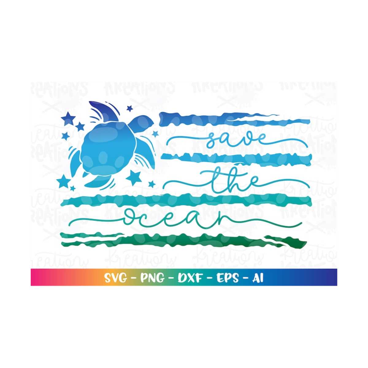 Save the Ocean Flag Svg Sea Turtle svg Beach Quote iron on p - Inspire