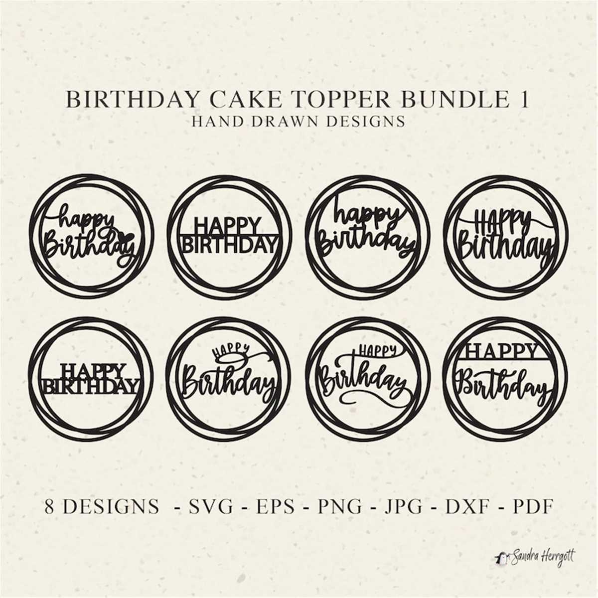 Happy Birthday Cake Topper Plotter File Svg Dxf Png Jpg Pdf Inspire